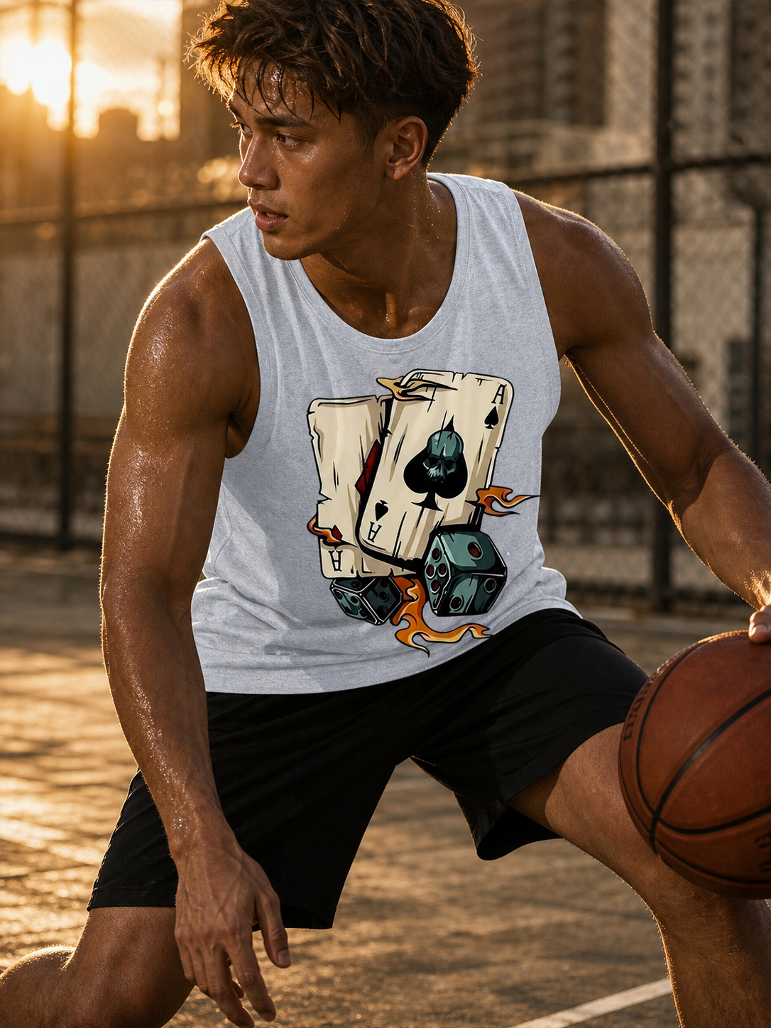 Dice Print Sleeveless Tank